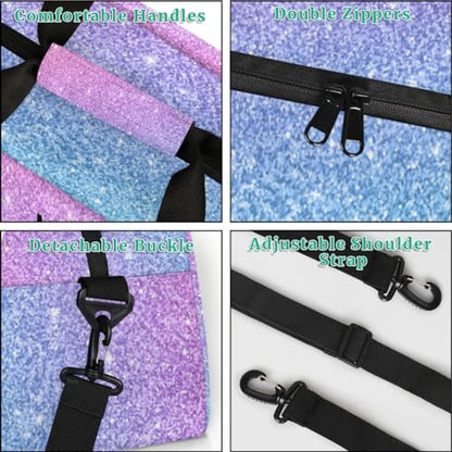 Custom Dance Bag, Gradient Purple Blue Glittering Gym Silhouette | Personalized Kids Gym Bag for Girls Customized Travel Sports Duffel Bag Name - color: Color 29