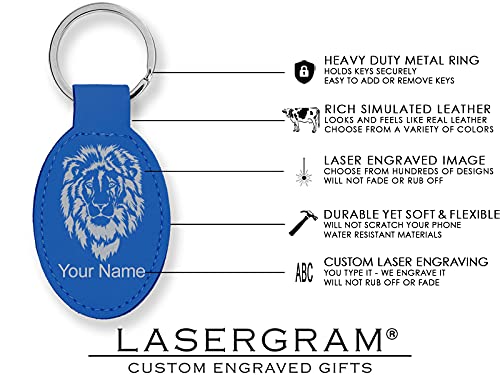 LaserGram Oval Keychain, Allah 1, Personalized Engraving Included (Dark Blue) - color: Dark Blue
