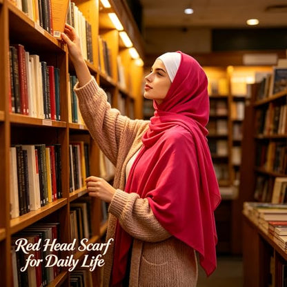 Hijab Scarf for Women, 3PCS Set with Undercap and Hijab Clip Lightweight Modal Muslim Head Wrap Scarf for Daily - color: Sy23-hot Pink Hijab+white Undercap