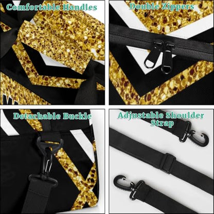 Custom Volleyball Bag for Sports Duffel Bag, Personalized Gym Bag Customize Travel Duffle Bag with Name, Gold Sequins with Black - color: Gold