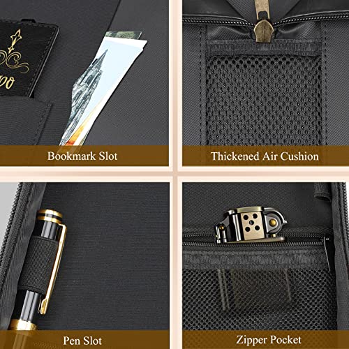 FINPAC Large Classic Bible Cover Vegan Leather Carrying Book Case Church Bag Bible Protective with Handle, Gift for Men, Women, Father, Mother, Friends, Black w/Hot Stamping - color: Black and Brown