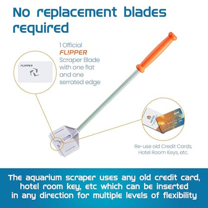 FL!PPER Platinum Aquarium Hand Scraper for Glass and Acrylic Tanks - 18" - size: 18" Rigid Shaft