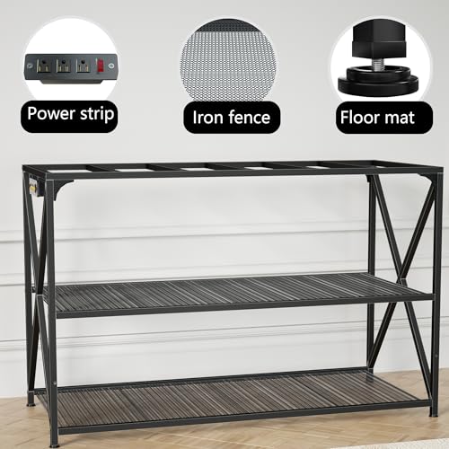 55-75 Gallon Fish Tank Stand, 49.2 x 19.7x 31.5 Inch,Industrial Aquarium Stand with Power Outlet and Switch, Turtle Tank, Reptile Terrariums and Breeder Tank Stand, Black