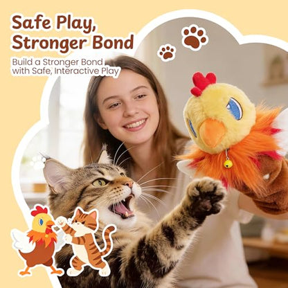 Cat Wrestling Glove, 22 inch Cat Puppet Wrestler with 3 Catnip Pouches & 3 Layer Resistant Protection, Interactive Cat Toy with Removable Bell for Boredom Relief & Mental Stimulation, Chicken - color: Chicken