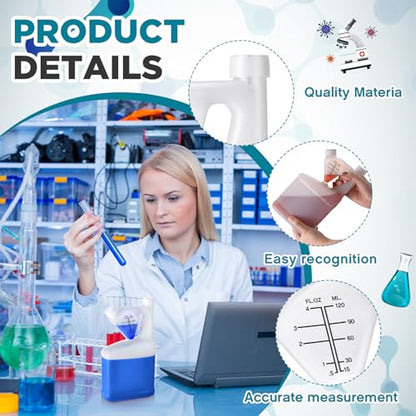 8 Pcs 32oz Tip Measure Containers Tip and Pour Measuring Containers HDPE Chemical Measuring Cups with Lids Plastic Bottle, up to 4oz Capacity (32oz)