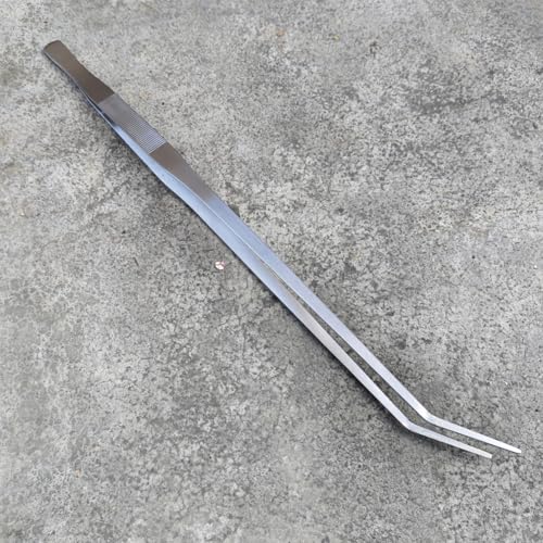 Extra Long 18.7 Inch Stainless Steel Tweezers Feeding Tongs (Longer than Arms, Curved) for Terrarium