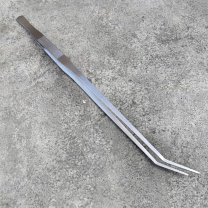 Extra Long 18.7 Inch Stainless Steel Tweezers Feeding Tongs (Longer than Arms, Curved) for Terrarium