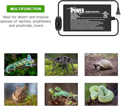 iPower 4 by 7-Inch Reptile Heat Mat with Temperature Adjustable Controller Knob, LCD Digital Aquarium Thermometer, Under Tank Warmer Terrarium Heat Pad for Reptiles and Amphibians - size: 4" x 7", style: Heat Pad with Adjust Knob+ Thermometer