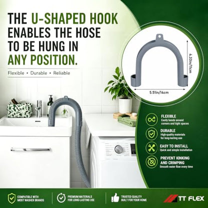 TTFLEX 6 FT Washing Machine Drain Hose Extension, Washer Drain Hose Kit | End 1: 0.8" ID, End 2: 1.2" ID, with Hose Holder, for Washing Machine Outlet Box, Flexible & Kink-Resistant, All-In-One Kit - color: End 1: 1.2"ID;End 2: 0.8"ID, size: 6 FT