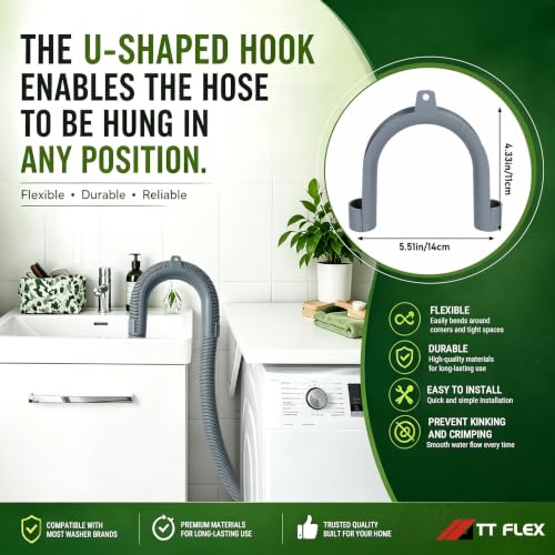 TTFLEX 10 FT Washing Machine Drain Hose Extension, Washer Drain Hose Kit | End 1: 0.8" ID, End 2: 1.2" ID, with Hose Holder, for Washing Machine Outlet Box, Flexible & Kink-Resistant, All-In-One Kit - color: End 1: 1.2"ID;End 2: 0.8"ID, size: 10 FT