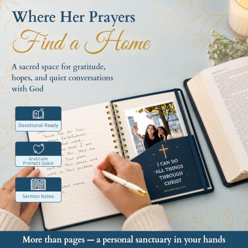 Hardcover Blank Christian Notebook – 140 Pages - Philippians 4:13 | Lined Pages with Bible Verse Cover – Inspirational Writing Spiral Notebook for Bible Study, "I Can Do All Things" - color: I Can Do