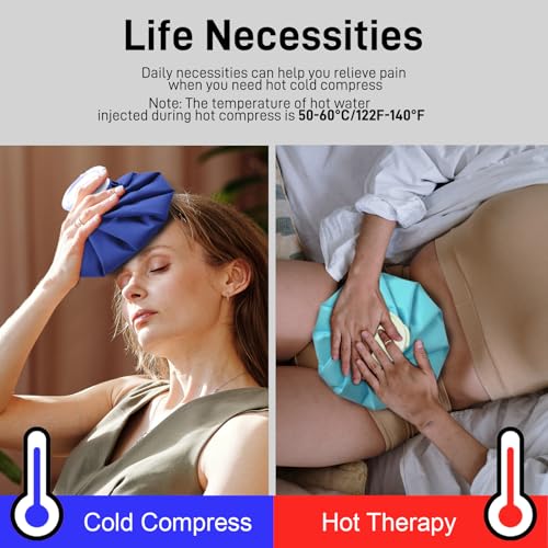 Ice Pack for Injuries Reusable, Ice Bag Reusable 9" Hot Water Bag for Hot & Cold Therapy, No-Leak Elastic Ice Bag for Pain Relief, Menstruation Pain Injuries Muscle Strains - size: 9", style: Blue