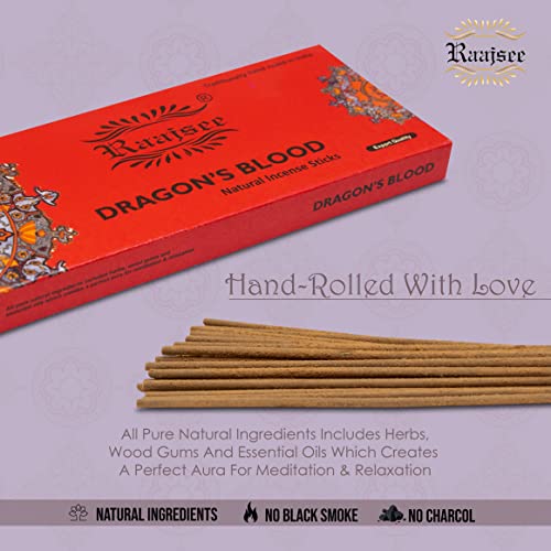 Dragon Blood Incense Sticks, 100%-Natural Charcoal Free Organic Non Toxic Clean Burning Handmade Insence Sticks 100 gm Pack, Meditation Gifts – Spritual Cleansing - color: Dragon Blood