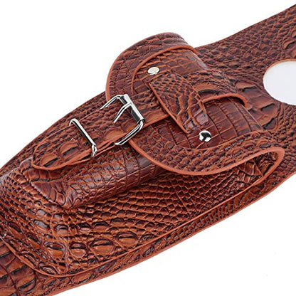 Fuel Box Panel Bag, Motorcycle PU Leather Gas Fuel Box Cover, Panel Pad Bib with Pouch Motorbike Accessory (Brown 02)(Brown) - color: Brown crocodile