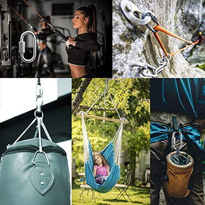 Anvin 2 Pack Quick Link M8 5/16 Inch Heavy Duty Carabiner D Shape Chain Links 1500LB Capacity Repair Utility Links Safety Chain Connector for Camping Outdoor Equipment Locking Hammocks Harness Leash - style: Oval, 3 Inch, 2 Pack