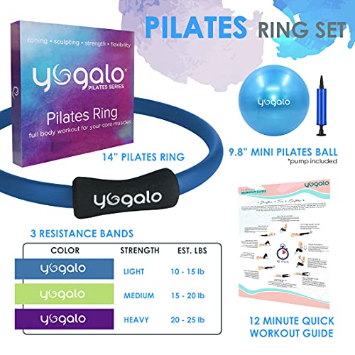 Pilates Ring and Ball Set with 3 Resistance Bands - Pilates Equipment for Home Workout - Magic Circle Pilates Ring 14 Inch to Tone, Sculpt and Strengthen - Fitness Ring for Yoga and Pilates - color: Black