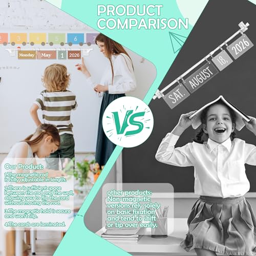 Boho Magnetic Flip Calendar for Classroom Whiteboard Adjustable Rod - color: 13-2