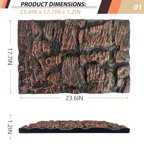 23.6x17.7in Rock Terrarium Background,3D Reptile Tank Background Board,Amphibian Stereo Backdrop Wall,Lizard Snake Gecko Spider Turtle Fish pet silo Background Decorative Panel(Brown) - color: brown-23.6"* 11.8"（1pcs）