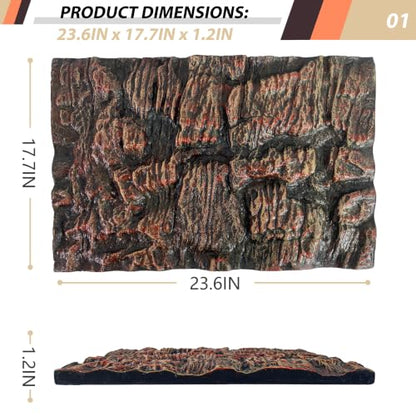 23.6x17.7in Rock Terrarium Background,3D Reptile Tank Background Board,Amphibian Stereo Backdrop Wall,Lizard Snake Gecko Spider Turtle Fish pet silo Background Decorative Panel(Brown) - color: brown-23.6"* 11.8"（1pcs）