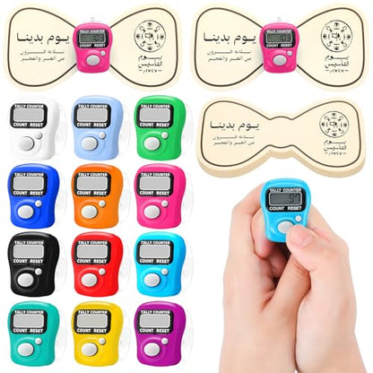 Relaxweex 12 Pack Electronic Finger Tasbeeh Counter Eid Al Adha Gift Eid Mubarak Party Favor with Mubarak Inspiration Card Islamic Prayer Tally Tasbeeh Counter Ring Prayer Ring - style: Fresh