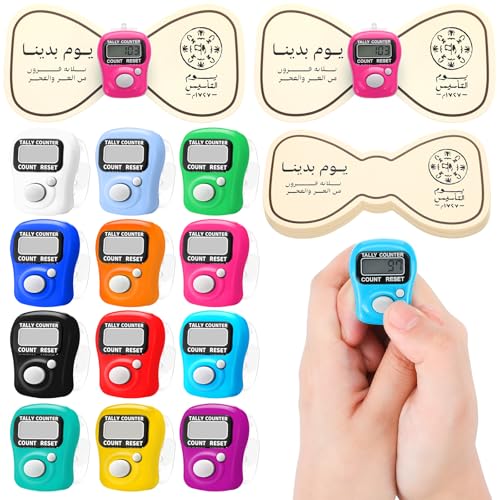 Relaxweex 12 Pack Electronic Finger Tasbeeh Counter Eid Al Adha Gift Eid Mubarak Party Favor with Mubarak Inspiration Card Islamic Prayer Tally Tasbeeh Counter Ring Prayer Ring - style: Fresh