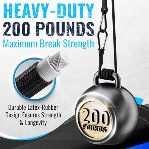 GOEASY0312 Bungee Cords with Hooks Heavy Duty 18" Carabiner, 4PCS Black | 200 LBS Max Break Strength, UV Resistant, Locking Carabiner Hooks, Double-Braided Latex & Rubber - color: Black