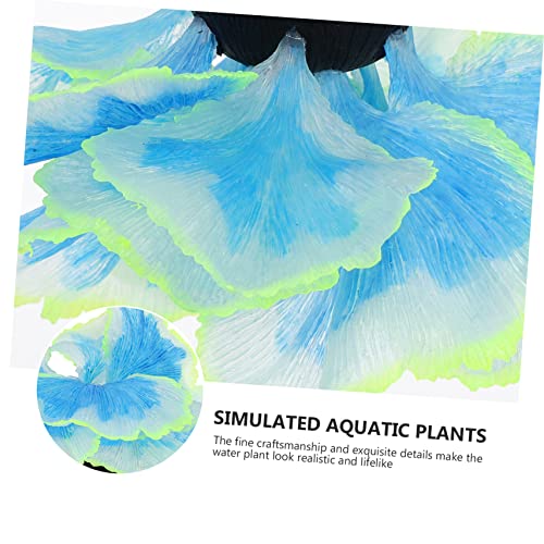 Artificial Aquarium Water Grass Plant Decor for Fish Tank Micro Landscape Aquatic Plant Model Blue Silicone Aquarium Supplies for Natural Lively Underwater Scenery