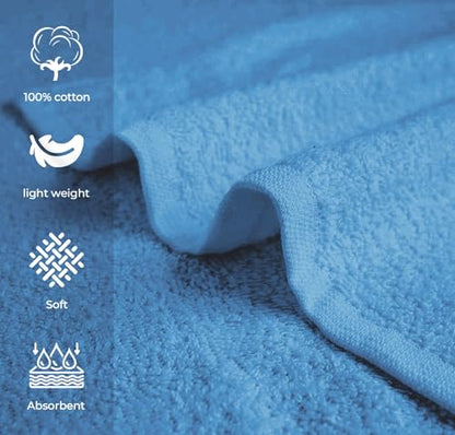 Avalon Towels Salon Towel - Sky Blue Hand Towels Bulk Pack of 24 - 100% Cotton Absorbent Spa, Facial & Gym Towel for Working Out - 16x27 Inches (Not Bleach Proof) - color: Skyblue