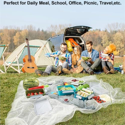 3 Pack Salad Lunch Box Food Storage Containers, 47oz Bento Box To Go Container with Lids, Meal Prep Containers with Removable Tray & Dressing Pots for Kids and Adults, Reusable and Microwave Safe - color: Navy & Navy & Navy