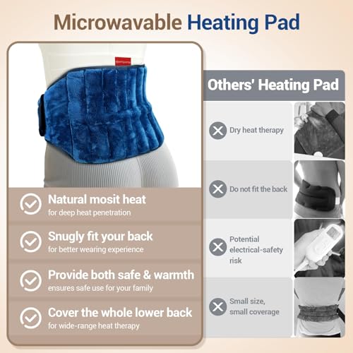 Comfytemp Microwave Moist Heating Pad for Back Pain Relief, Sciatica, FSA Eligible HSA, Microwavable Hot Therapy for Lower Lumbar, Period Cramps, Waist Warm Compress Women Men Gift, Fathers Day Dad