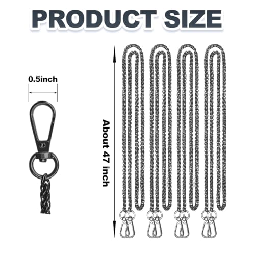 ELANE 4 Pack Purse Chain Strap，47 inch Purse Straps Replacement Crossbody Purse Chains for Handbags DIY - color: S-black-4 Pack