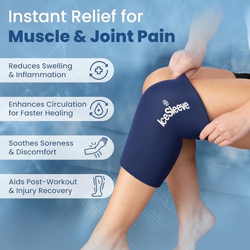 IceSleeve Elbow & Knee Ice Pack Wrap, Cold & Heat Therapy, Blue XL, 1 Pack | Reusable flexible gel ice pack for knee injuries, eases tennis elbow, golfers elbow, knee injuries, worn on skin or clothing