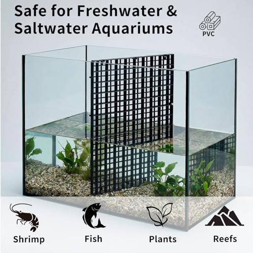 12 PCS 11.8"×11.8" Fish Tank Divider – Egg Crate Plastic Grid Panels for Aquarium Separation, Rock Support, DIY Filtration Platforms & Bottom Protection (Black)