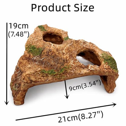 Large Resin Aquarium Cave Hideout, Fish Tank Rock Decor with 2 Top Viewing Holes and Side Viewing Window, Shelter for Betta, Shrimp and Small Fish, 8.3 x 7.5 x 3.5 in