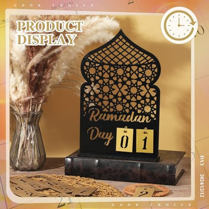 DoubleFill 라마단 달력 세트 라마단 재림절 달력 30일 나무 이드 무바라크 DIY 카운트다운 캘린더 라마단 장식 선물 라마단 테이블 장식 라마단 파티 이슬람 무슬림 액세서리(블랙) - color: 블랙.