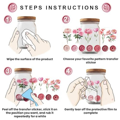 84 Pcs UV DTF Cup Wraps, 10 Styles Wax Seals Stamps Floral Botanical Stickers Cartoon Rub on Decals Waterproof Transfer Stickers for Glass Cups Wood Crafts - style: Wax Seals Stamp