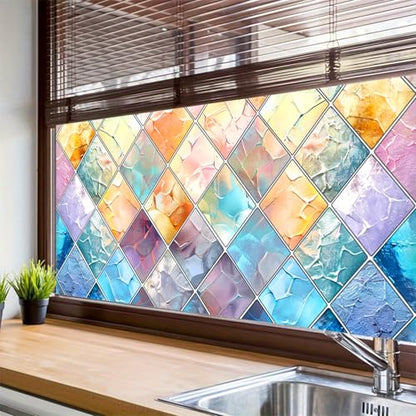 HOMETITUTE Rainbow Diamond Privacy Window Film 39.3x17.7 Inch PVC | Static Cling, Glass Decal | Privacy Film, Decorative Glass Cover | Bathroom, Kitchen, Office (Rainbow Diamond) - color: Rainbow Window Film#1