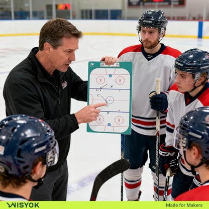WISYOK Double-Sided Hockey Dry Erase Clipboard for Coaches, Whiteboard, Coach Lineup Board with Marker - style: Hockey