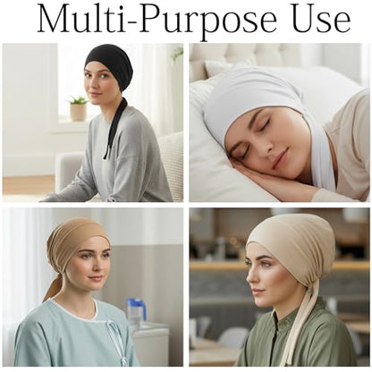 4Pcs Under Hijab Cap Inner Underscarf for Women Under Scarf Hat Adjustable Hijab Cap with Tie Back Closure