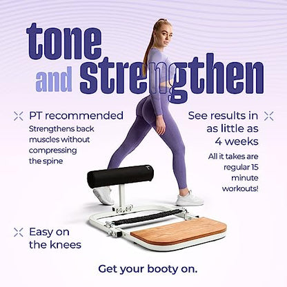 BootySprout Hip Thrust Machine for High Resistance Glute Training - Home Gym Workout - Comes with 45, 90, and 135 Lbs of Resistance - color: White