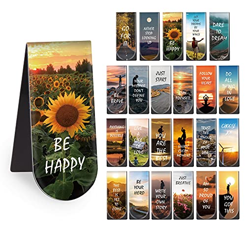 Magnetic Bookmarks, 46PCS Inspirational Slogan Nature Scenery Pattern Bookmarks, Encourage Yourself Bookmarks Bulk for Book Lovers, Women, Man, Kids, Students, Teachers, School Students