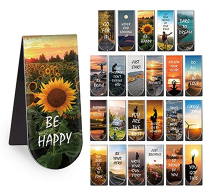 Magnetic Bookmarks, 46PCS Inspirational Slogan Nature Scenery Pattern Bookmarks, Encourage Yourself Bookmarks Bulk for Book Lovers, Women, Man, Kids, Students, Teachers, School Students
