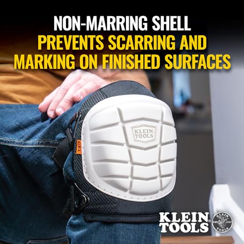 KLEIN TOOLS 60849 Non-Marring Knee Pads for Work, Construction, Tile, Flooring, for Men and Women, Lightweight Gel and Foam Padding, One Size - size: Non-Marring Lightweight
