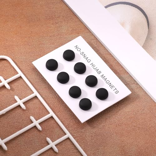 8pcs Magnetic Hijab Pins, Small Hijab Magnets Multi-Purpose No-Snag Scarf Clasp Pinless Brooch for Women Men Shawl Scarves Clothes - color: Black