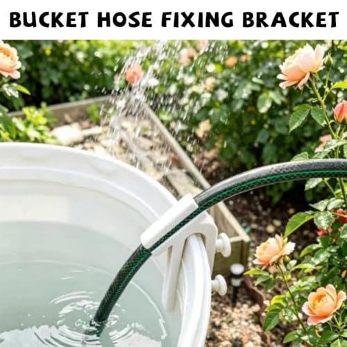Adjustable Curved Hose Holder Clamp, Heavy Duty Bucket Mount Water Pipe Clip with Double Thumb Screws, Easy Install Aquarium Water Change & Garden Irrigation Hose Fixer (White) - color: White