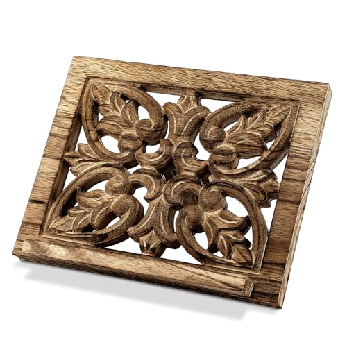 Geelin Wooden Bible Stand 10 x 8 Inch Carved Bible Holder Missal Stand Adjustable Book Display for Reading Folding Religious Prayer Wooden Holy Book Holder