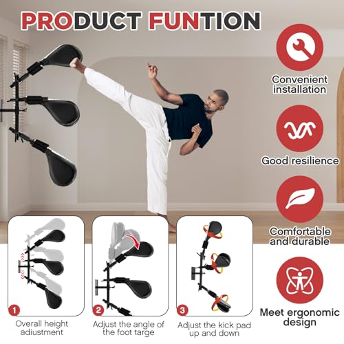Seenelling Taekwondo Kick Pads Boxing Pads Taekwondo Karate Sparring Gear Boxing Paddles Kicking Targets Martial Arts Training Equipment with Mounting Bracket for Youth Men - color: Black, size: 3 Kicking Targets