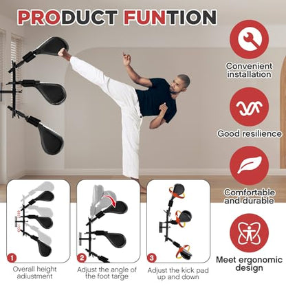 Seenelling Taekwondo Kick Pads Boxing Pads Taekwondo Karate Sparring Gear Boxing Paddles Kicking Targets Martial Arts Training Equipment with Mounting Bracket for Youth Men - color: Black, size: 3 Kicking Targets