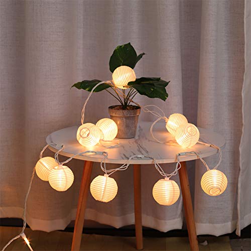 TIGOMOOV 10 White Nylon Lantern String Lights-120V Plug in 9.83FT White Wire, Waterproof Indoor Outdoor Hanging Lantern Lights for Patio, Garden, Bedroom, Wedding, Party and Christmas Holiday Decor - color: White