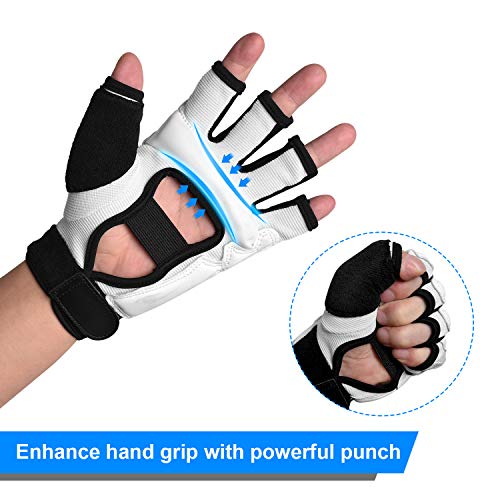 Xinluying MMA Gloves, 8mm EVA Padding, Adjustable Wrist Strap, Women & Kids | Abrasion-Resistant, for Punch Bag, Boxing, Taekwondo, Karate, Martial Arts, Sparring, Heavy Bag Training - color: White, size: Medium